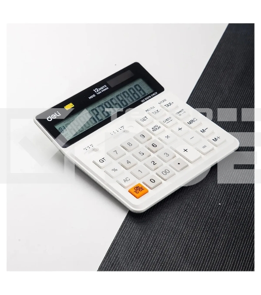 Калькулятор бухгалтерский Deli EM01010 белый 12-разр.