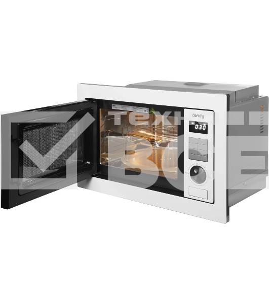 Микроволновая печь встраиваемая Domfy DM2540BW WG белый, 25 л, 900 Вт, переключатели - кнопки/поворотный мехинизм