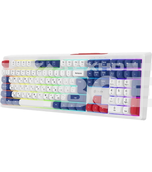 Клавиатура проводная Oklick 725G белый/красный USB Multimedia for gamer LED (2070294)