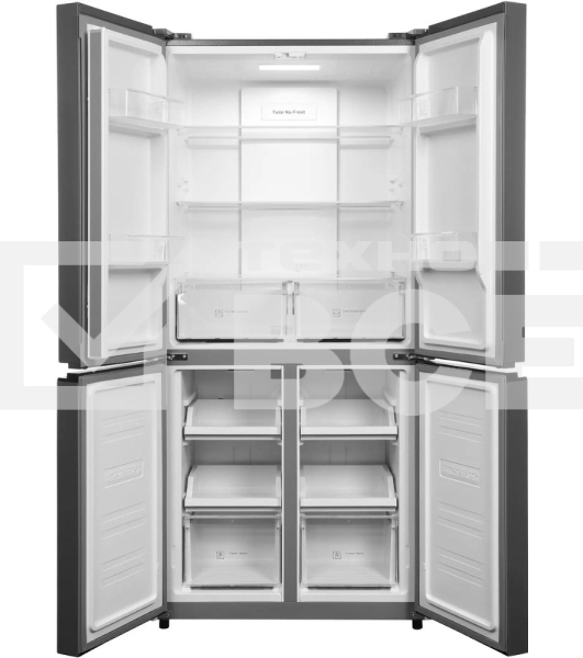 Холодильник Hyundai CM45083F черный трехкамерный 289/144л морозилка снизу, No Frost, Side by Side