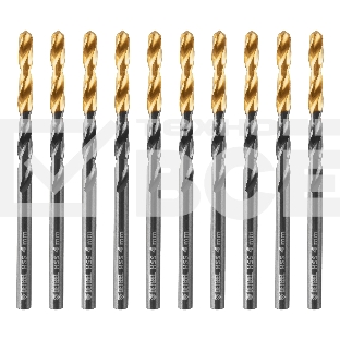 Сверло по металлу Denzel 4 мм, HSS-Tin, Golden Tip, 10 шт.