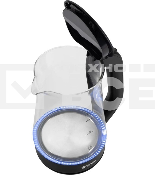 Чайник электрический Vitek VT-8803 1.7 л, 2200 Вт, черный корпус: стекло
