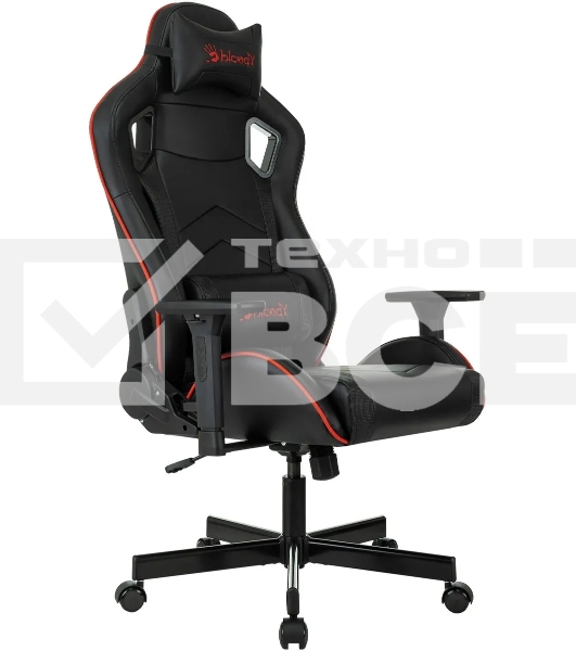 Кресло игровое A4Tech Bloody GC-840 черный, сиденье черный, эко.кожа, с подголов. крестов. металл черный, пластик черный
