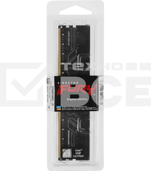Оперативная память Kingston Fury Renegade Pro, DDR5, 32GB, RDIMM, 6800MHz, CL34, ECC, RDIMM, с радиатором, черный