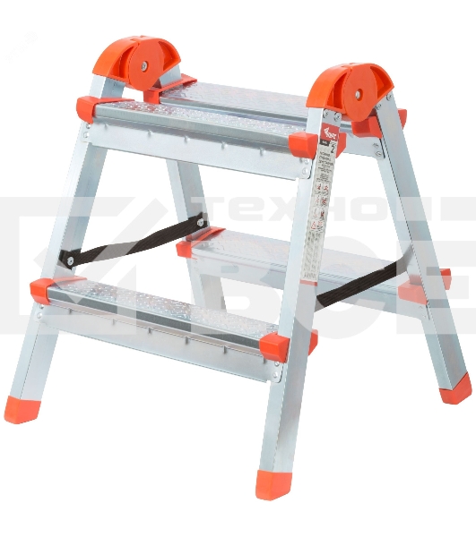 Лестница-стремянка стальная двусторонняя КУРС 2 ступени, Н=45.5 см, вес 2.7 кг