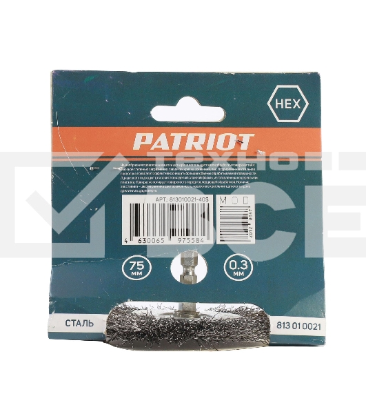 Щетка EDGE by PATRIOT круглая для дрели 75мм НЕХ