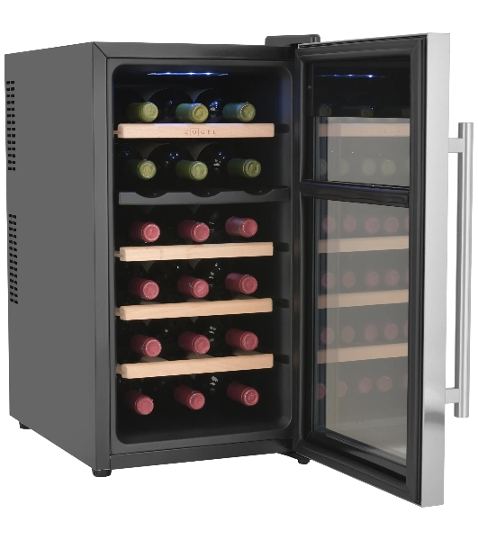 Винный шкаф ZÜGEL ZTWF182DX н/ж сталь, 46 л, 2 отсека, 18 бут.