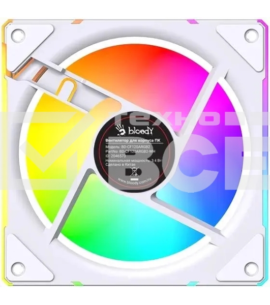 Вентилятор для корпуса Bloody BD-CF120ARGB2 LCD ARGB белый, 120 мм, 1600 об/мин, 26 дБ, 4 pin