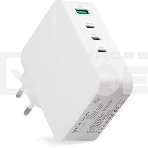 Сетевое зарядное устройство (адаптер питания) TopON GaN 130W 3xType-C, USB, Power Delivery, Quick Charge 4.0, белый TOP-GaN-130W, фото 1