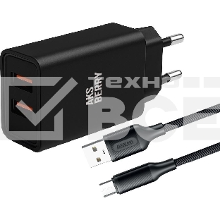 Сетевое зарядное устройство AKSBERRY (6900209220015) T38 2 USB 2.4A + кабель MicroUSB, черный