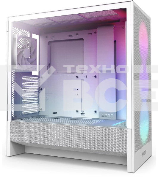 Компьютерный корпус без блока питания NZXT H5 Flow RGb, Midi-Tower, TG, 4x120мм RGb, 1xUSB-A 3.2 + 1xUSB-C 3.2, E-ATX, ATX, mATX, mITX белый