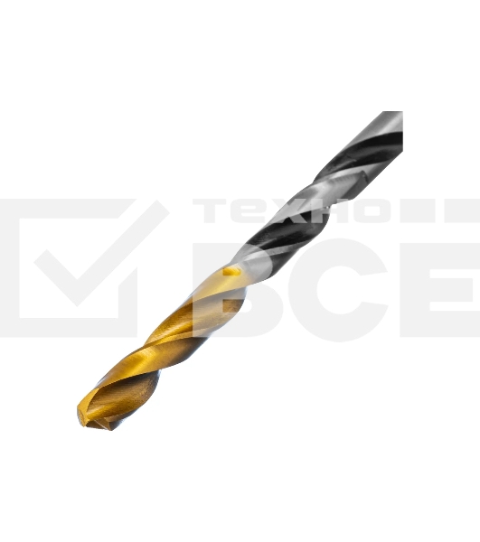 Сверло спиральное по металлу Denzel 5 x 86мм, Р6М5, Golden Tip, многогранная заточка