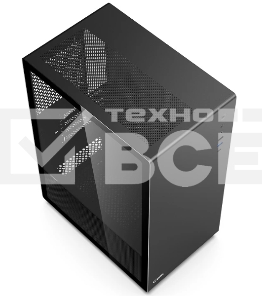 Компьютчерный корпус CBR mATX Minitower V500, без БП, 1хUSB 3.0, 2хUSB 2.0, HD Audio+Mic, закаленное стекло, черный [PCC-MATX-V500-WPSU
