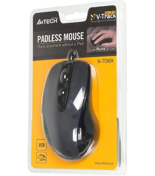 Мышь проводная A4Tech N-708X серый глянец/черный, 1600 dpi, USB, кнопки - 6