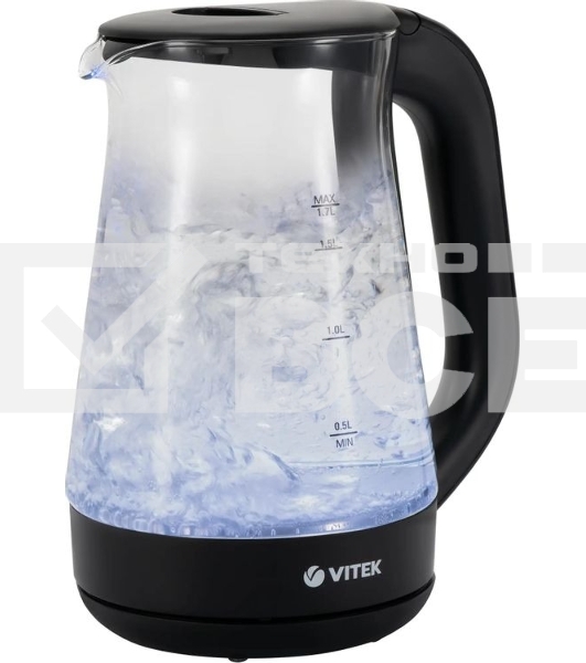 Чайник электрический Vitek VT-8803 1.7 л, 2200 Вт, черный корпус: стекло
