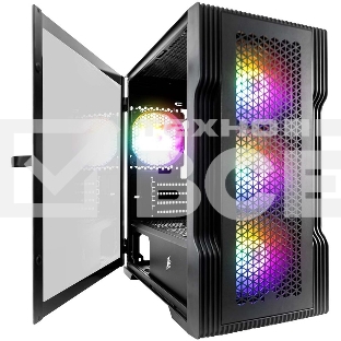 Компьютерный корпус 1STPLAYER TRILOBITE T3 Black / mATX, TG / 4x 120mm LED fans inc. / T3-BK-4F1