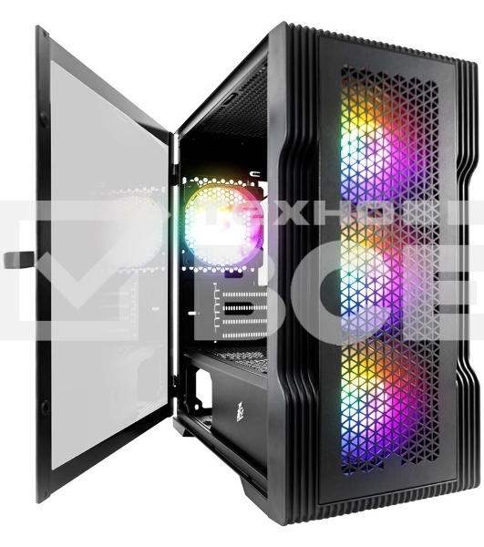 Компьютерный корпус 1STPLAYER TRILOBITE T3 Black / mATX, TG / 4x 120mm LED fans inc. / T3-BK-4F1