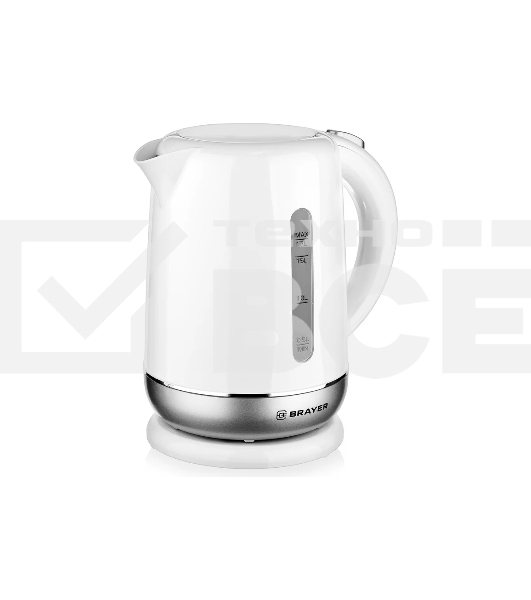 Чайник электрический BRAYER BR1011, 2200 Вт, 1,7 л, термост.пластик, автоотключ, STRIX, моющ. Фильтр