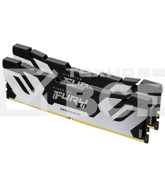 Оперативная память Kingston Fury Renegade, DDR5, 32GB (2x16GB), 6400MHz, CL32, с радиатором, серебристый/черный