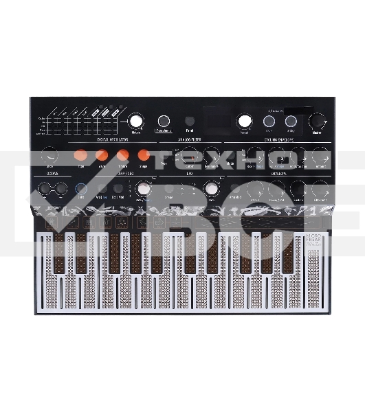 Синтезатор [570101] Arturia [MicroFreak] цифровой аппаратный, 25 клавиш с поддержкой полифонического касания, цифровым осциллятором и аналоговым фильтром Oberheim SEM, CV/Gate/Mod выходы, Cloc IN/OUT, MIDI IN/OUT, выход TRS, выход для наушников, USB