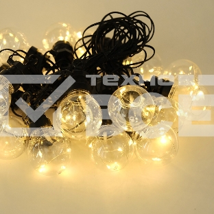 Гирлянда светод. уличн. Funray Лампочки,SE-BULBS-10100WW,3xАА,10м,100LED,20ламп,тепл.бел,черн.шн.2м,