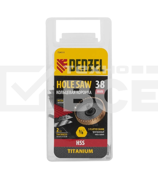 Коронка по металлу Denzel HSS, 38 мм, нитридтитановое покрытие