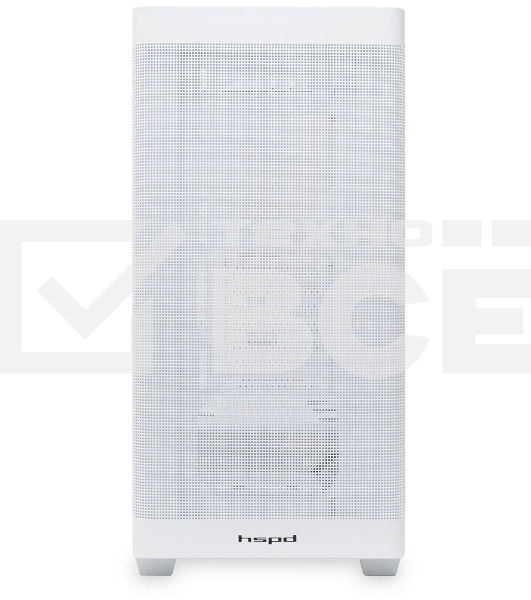 Компьютерный корпус без блока питания HSPD M740, Mesh Mid Tower, белый, TG, 0.6 SPCC, no fans, E-ATX, ATX, mATX, mITX, 170/400/200мм, 4x2.5