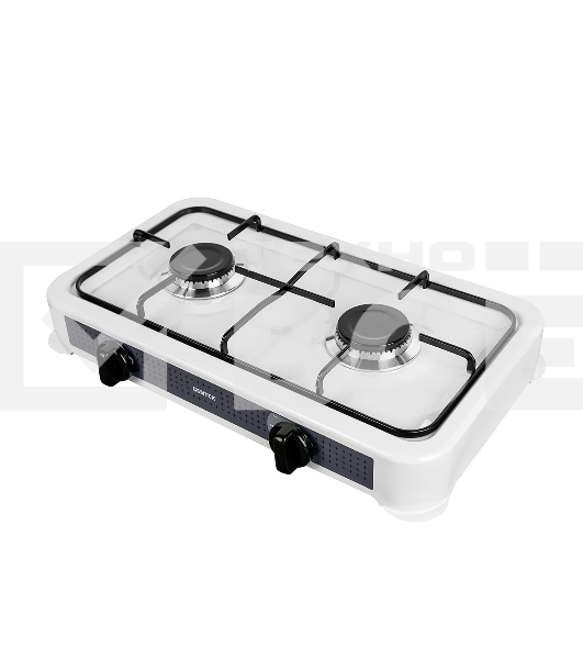 Плита настольная газовая Centek CT-1524 (белый), 2 конфорки, сменная форсунка баллон/магистраль