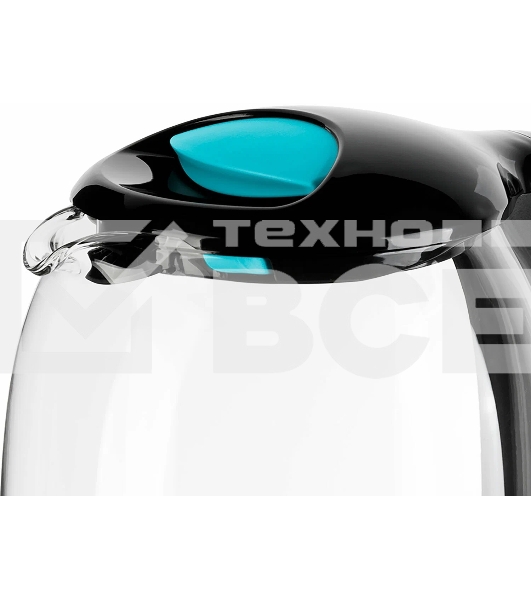 Чайник электрический Kitfort КТ-625-1 1.7л. 2200Вт черный/голубой (корпус: стекло)