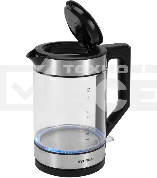 Чайник электрический Hyundai HYK-G4015 1.9л. 2200Вт черный/серебристый корпус: стекло