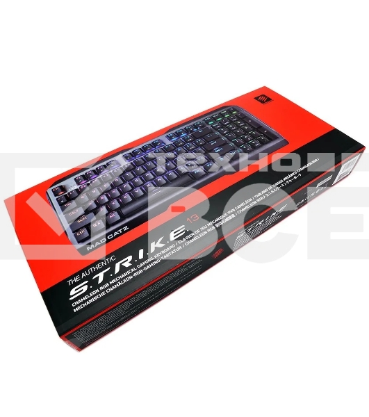 Клавиатура проводная игровая Mad Catz S.T.R.I.K.E. 13 US БЕЗ РУССКОЙ РАСКЛАДКИ черная (CHERRY MX RED Switch, 96 кл., RGB подсветка, USB)