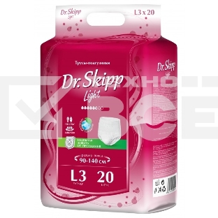 Подгузники-трусы для взрослых Dr. Skipp Light, р-р L-3, (90-140 см), 20 шт. 8006