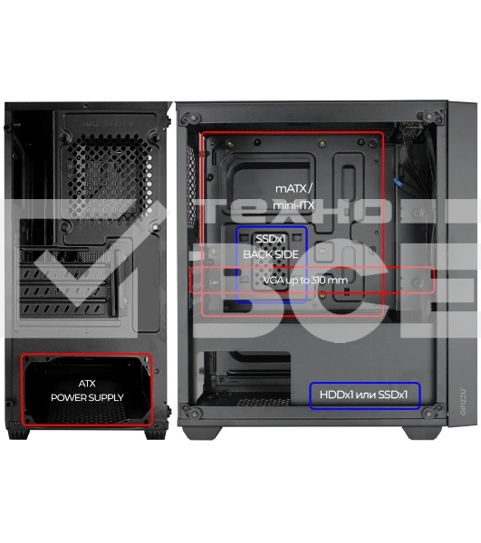 Компьютерный корпус Ginzzu CL550 mATX
