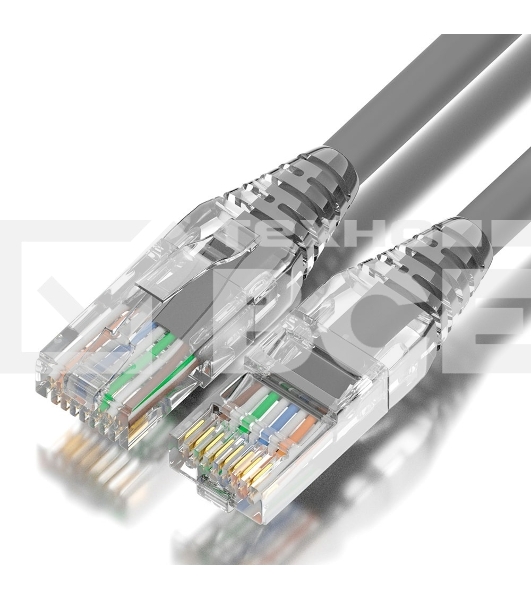 Патч-корд GCR UTP кат.6, коннектор ABS, 24 AWG, ethernet high speed 10 Гбит/с, RJ45, T568B, 10.0m, серый