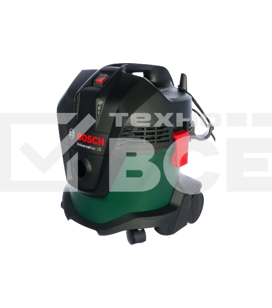 Строительный пылесос Bosch UniversalVac15 зеленый, 1000 Вт, уборка сухая/влажная, пылесборник контейнер, 15 л