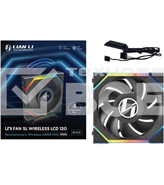 Вентилятор для корпуса Lian Li Uni Fan SL Wireless 120 LCD ARGB G99.12SLLCD1W1B.R0 черный, 120 мм, 1900 об/мин, 29.5 дБ, 4 pin