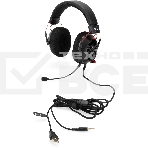 Наушники с микрофоном Оклик HS-L305G черный/красный 2м мониторные оголовье (2060511), фото3