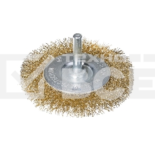 Оснастка Deli Щетка дисковая прямая для дрели DH-GSS100-E4 100мм, латунированная, толщина проволоки 0,3мм, хвостовик 6мм, макс. 4500 об/мин