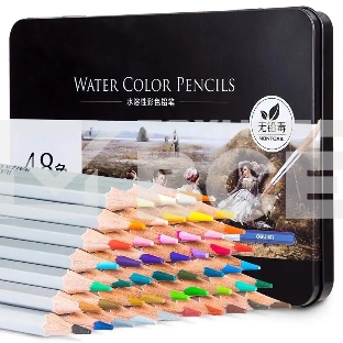 Карандаши цветные Deli Nuevo 6523, липа, 48 цветов, коробка металлическая