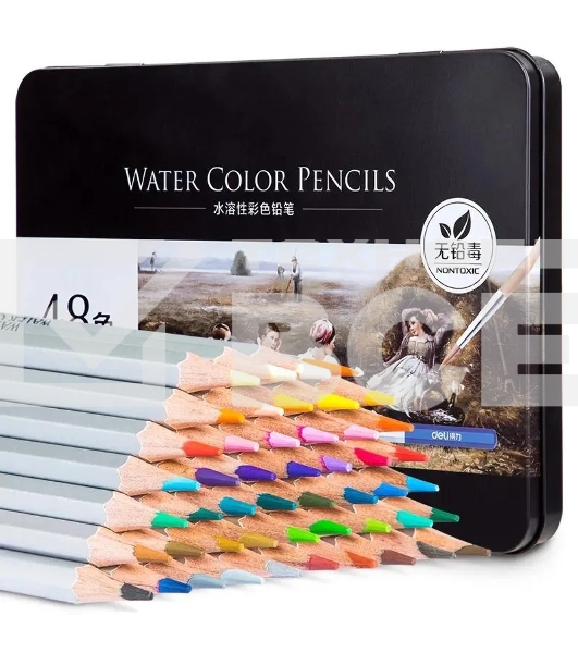 Карандаши цветные Deli Nuevo 6523, липа, 48 цветов, коробка металлическая