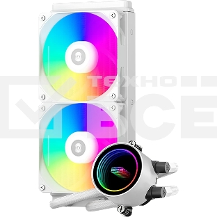 Система охлаждения PCCooler DA240 ARGB WH (270W, 240мм, белый, ARGB/ Fans: 2x120мм, 73.6CFM, -dBA, 1800RPM/ Pump height 55мм, -dBA, 3000RPM, Rad thickness 27мм/ S: 1851, 1700, 1200, 20XX, 115X, AM5, AM4)