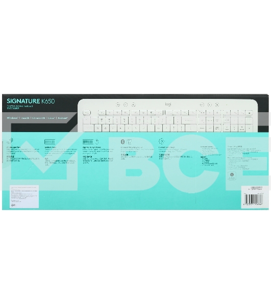 Клавиатура беспроводная Logitech K650 белый USB BT/Radio (подставка для запястий) (920-010986)