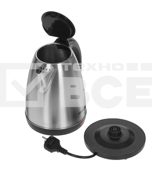 Чайник электрический Hyundai HYK-S1030 1.7 л, 2200 Вт, серебристый матовый/черный (корпус: металл)