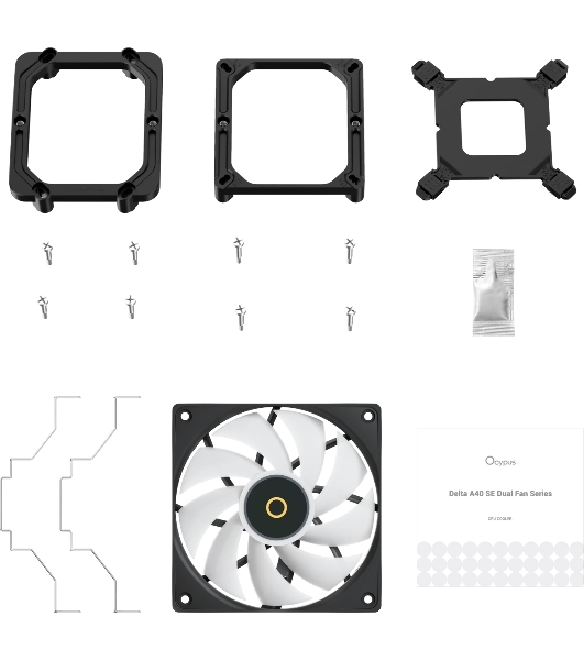 Кулер для процессора Ocypus Delta A40 SE BK Dual Fan ARGB, 2x120mm ARGB FAN, Top ARGB Panel, 4 HEAT PIPES, 4-PIN PWM, 800-1800 RPM, 31DBA, HYDRO BEARING, LGA115X/1200/1700/18XX, AM4/AM5