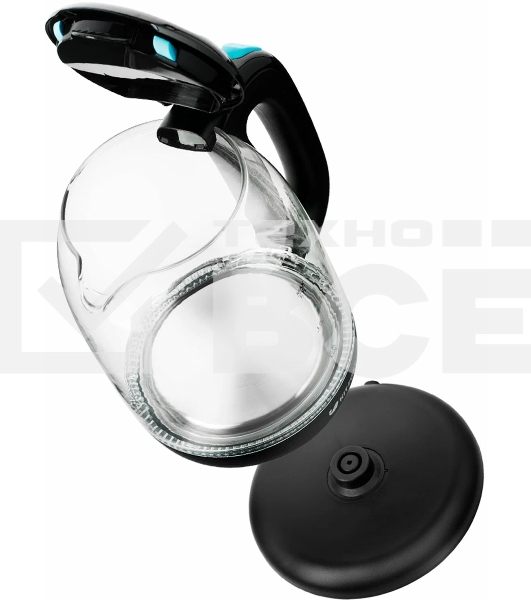 Чайник электрический Kitfort КТ-625-1 1.7л. 2200Вт черный/голубой (корпус: стекло)