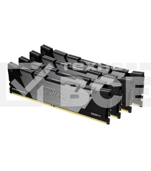 Оперативная память Kingston Fury Renegade, DDR4, 128GB (4x32GB), 3200MHz, CL16, DIMM, радиатор, чёрный