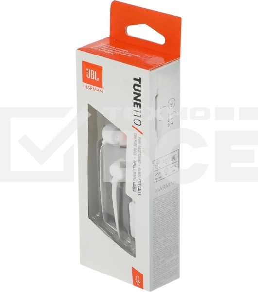 Наушники JBL Tune 110, 3.5 мм, внутриканальные, белый