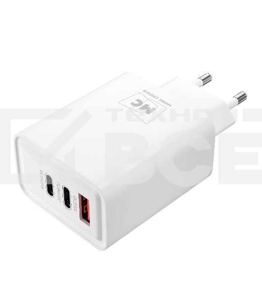 Сетевое зарядное устройство MORE CHOICE NC90 1USB+2Type-C 3.0A PD 45W, белый