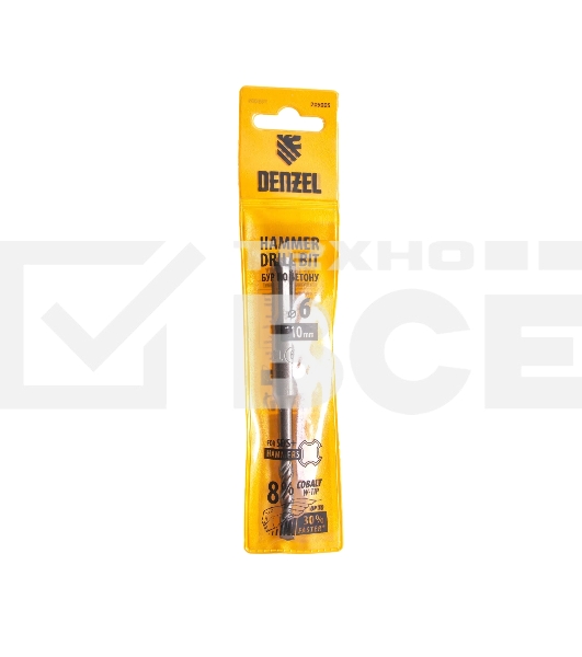 Бур по бетону Denzel двойная спираль, Cobalt W-tip, 6x110 мм, SDS PLUS