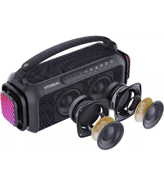 Колонка портативная Hyundai H-PS1007 черный 60W 2.0 BT 10м 2600mAh